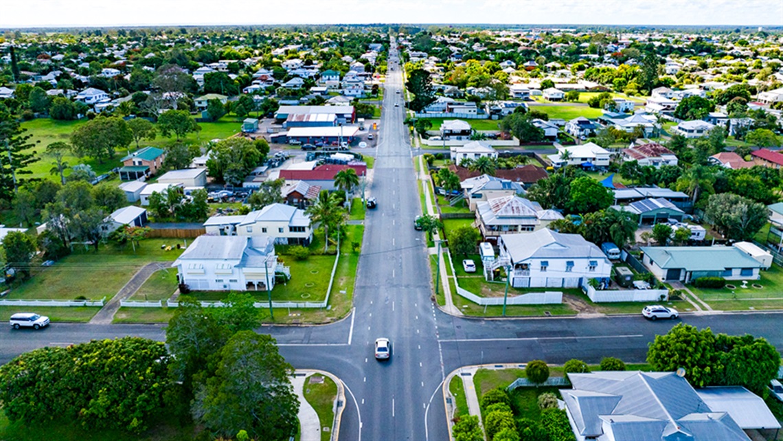 Aerial view of Walker Street, Maryborough